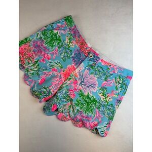 Lilly Pulitzer Buttercup Knit Shorts Scallop Blue Cay To‎ My Heart Sz 10 New NWT
